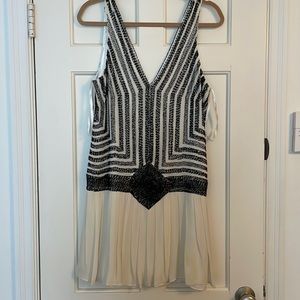 Parker beaded mini dress, size XS, black and white
